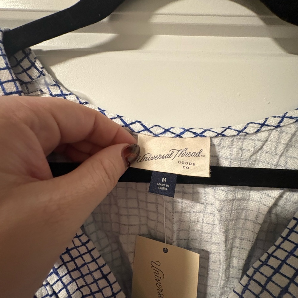 Universal Thread Navy Checkered Blouse - Picture 3 of 3